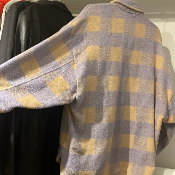 Princess Polly Cream Lavender Plaid Shacket - Picture 2 of 2